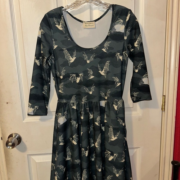 Pinup Girl Clothing Victorian Bats Print Dress SMALL - Picture 1 of 9